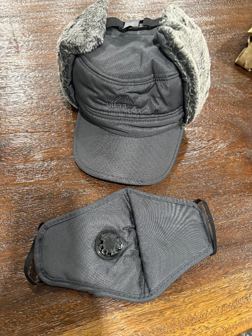 Supplex Adult Winter 3 In 1 Lined Trapper Ear Face Warmer Hat Black Warm Fuzzy